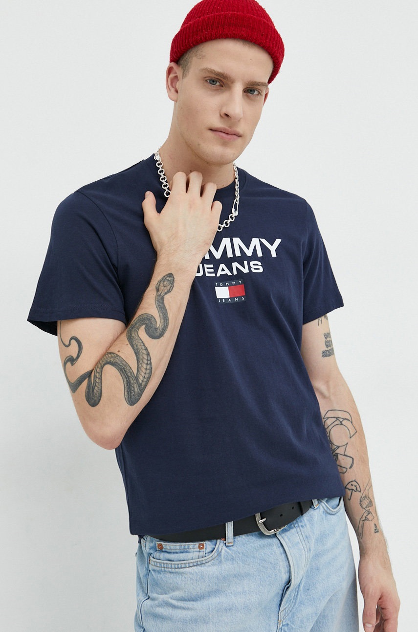

Бавовняна футболка Tommy Jeans колір синій з принтом