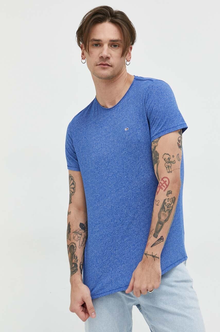 

Тениска Tommy Jeans в синьо с изчистен дизайн, Син