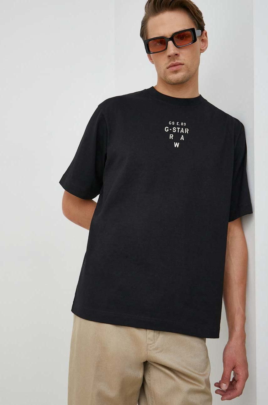 

Хлопковая футболка G-Star Raw цвет чёрный с принтом