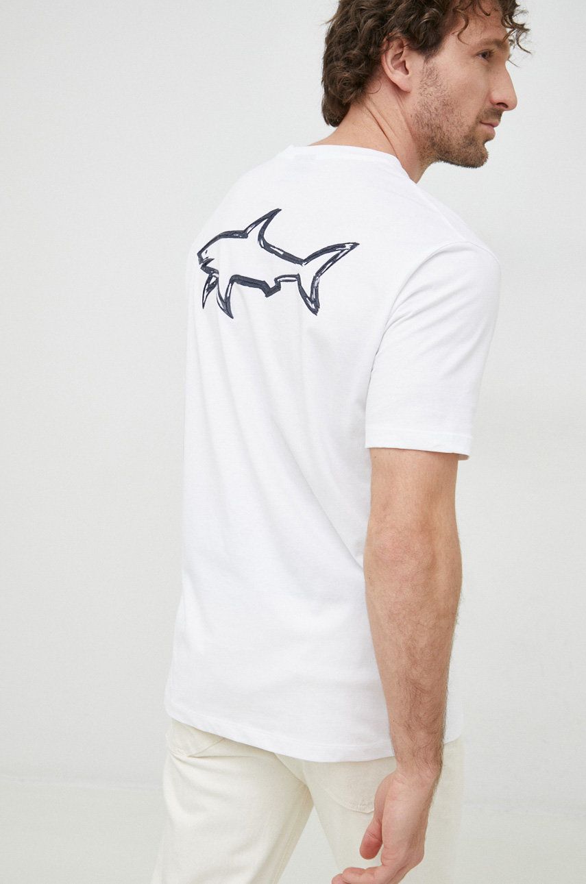 Paul&Shark tricou din bumbac culoarea alb, cu imprimeu
