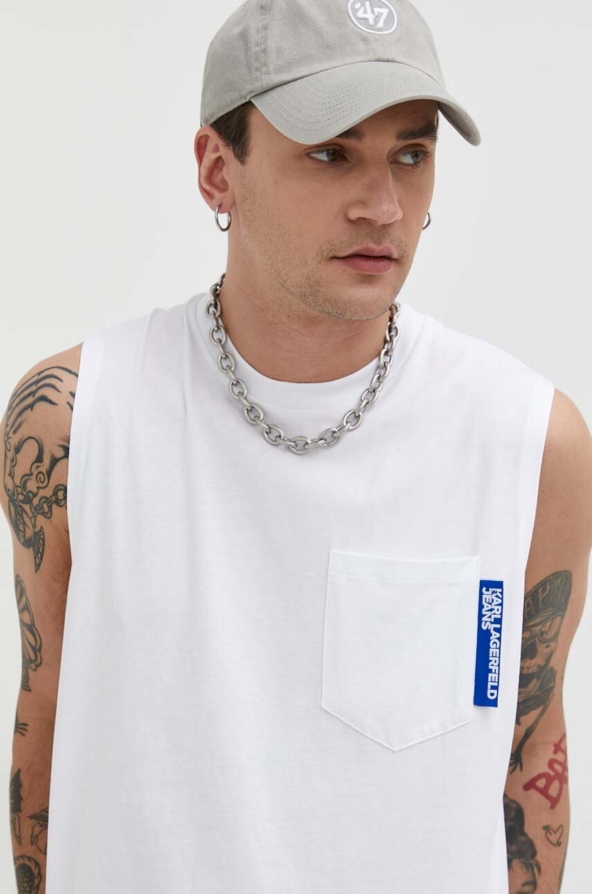 

Памучна тениска Karl Lagerfeld Jeans в бяло, Бял
