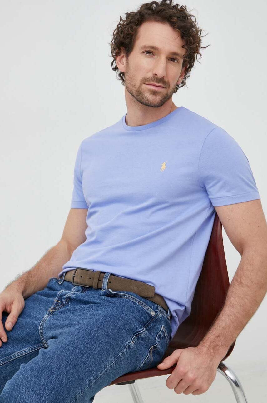 

Памучна тениска Polo Ralph Lauren в лилаво с изчистен дизайн, Виолетов