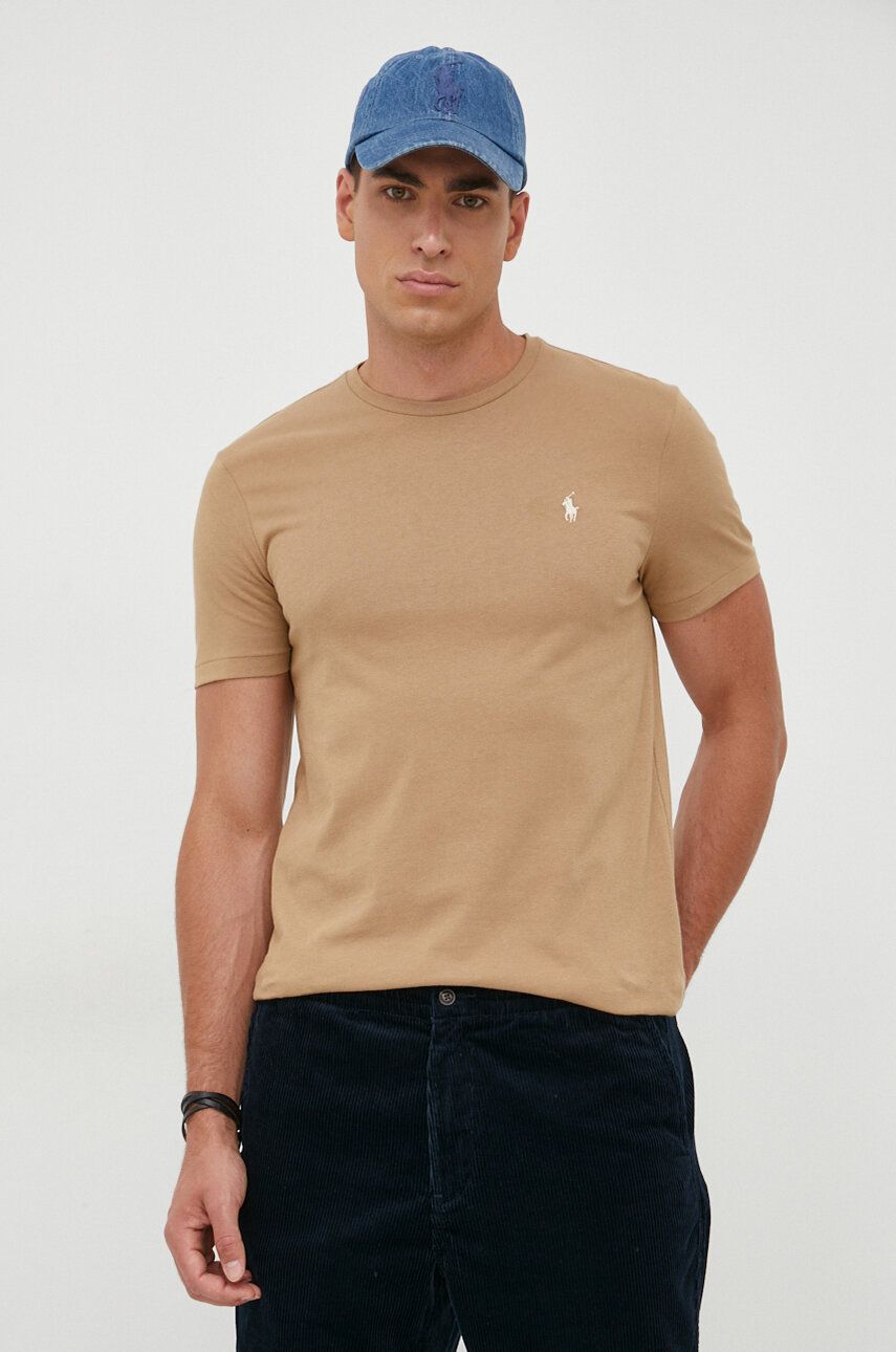 Levně Bavlněné tričko Polo Ralph Lauren béžová barva, 710671438