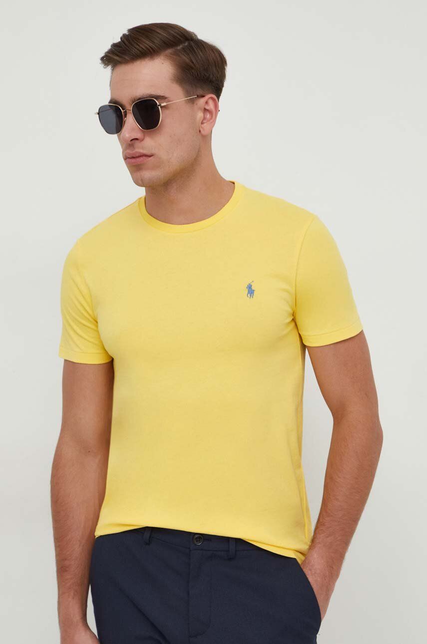 Levně Bavlněné tričko Polo Ralph Lauren žlutá barva, 710671438