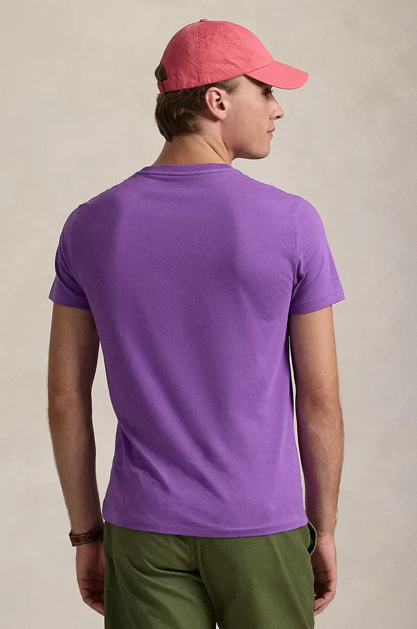 Хлопковая футболка Polo Ralph Lauren мужская цвет красный однотонная 710671438 Хлопковая футболка Polo Ralph Lauren мужская цвет красный однотонная 710671438
