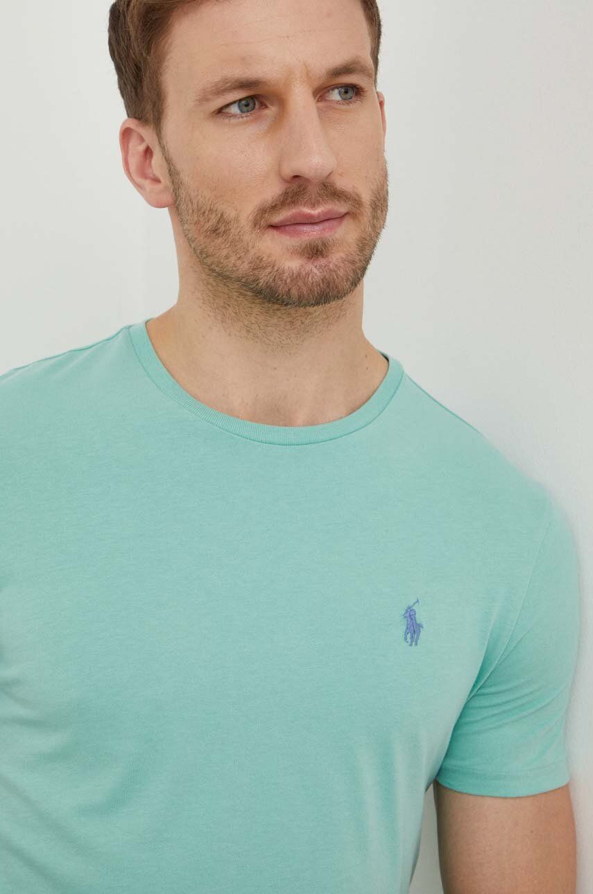 Levně Bavlněné tričko Polo Ralph Lauren zelená barva, 710671438