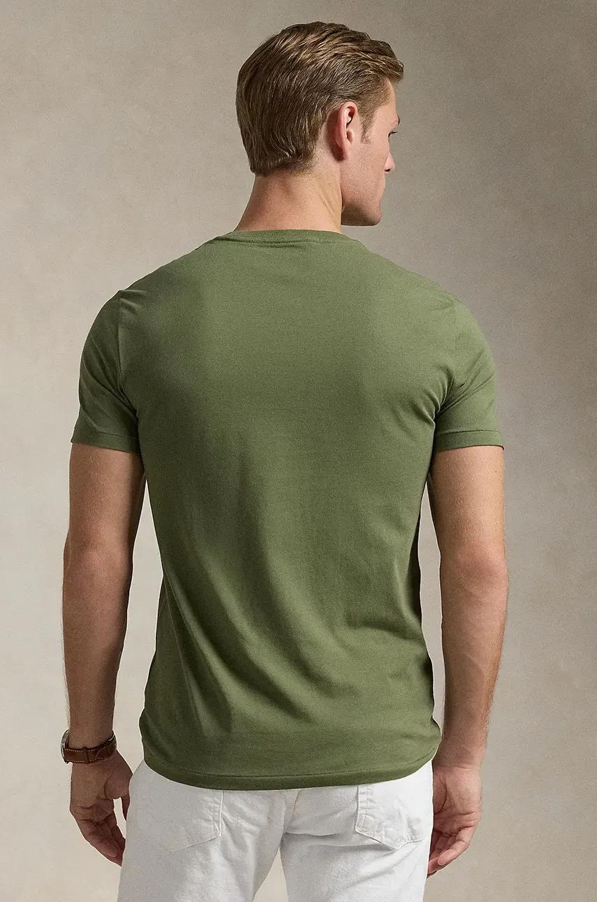 Хлопковая футболка Polo Ralph Lauren мужская цвет красный однотонная 710671438 Хлопковая футболка Polo Ralph Lauren мужская цвет красный однотонная 710671438