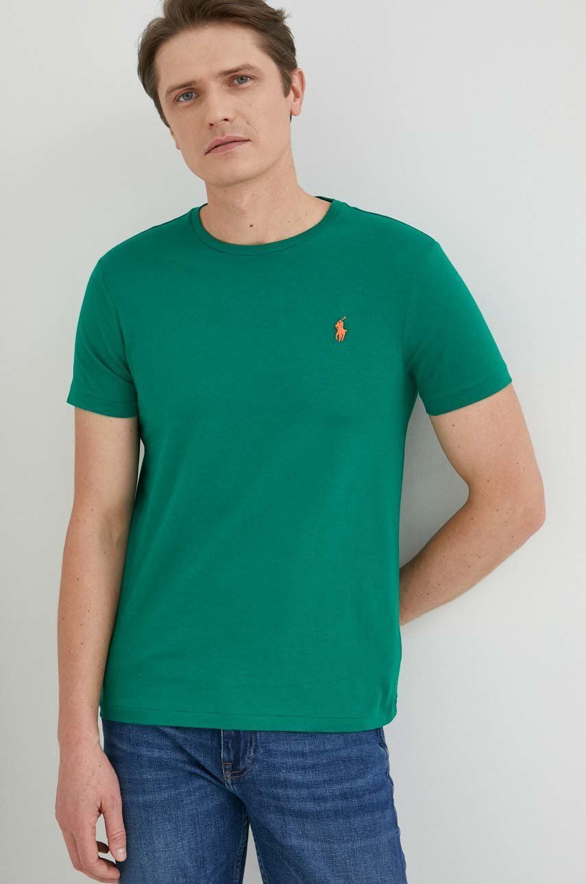 Bavlněné tričko Polo Ralph Lauren zelená barva - zelená