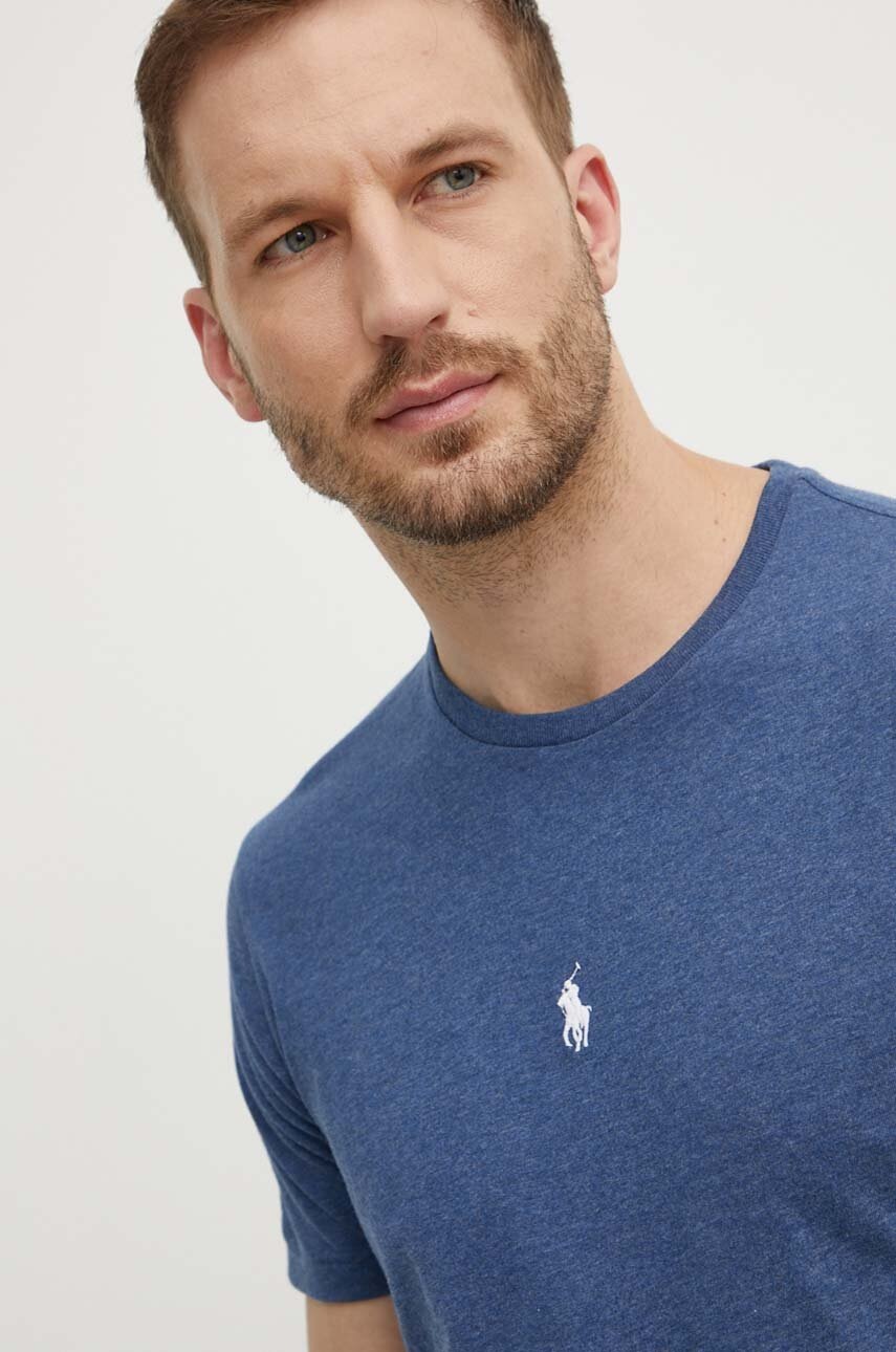 

Памучна тениска Polo Ralph Lauren в синьо с изчистен дизайн, Син