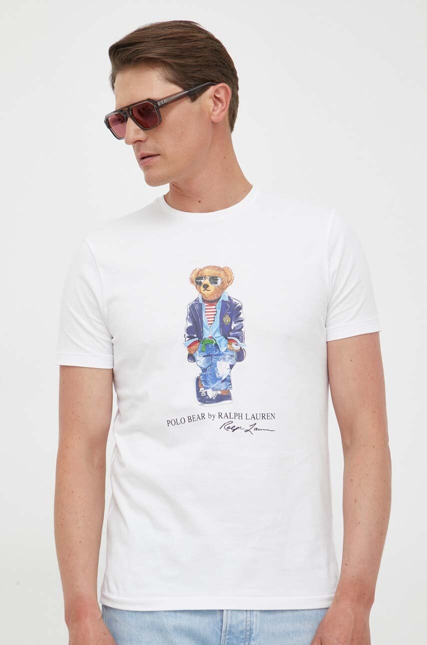

Бавовняна футболка Polo Ralph Lauren колір білий з принтом
