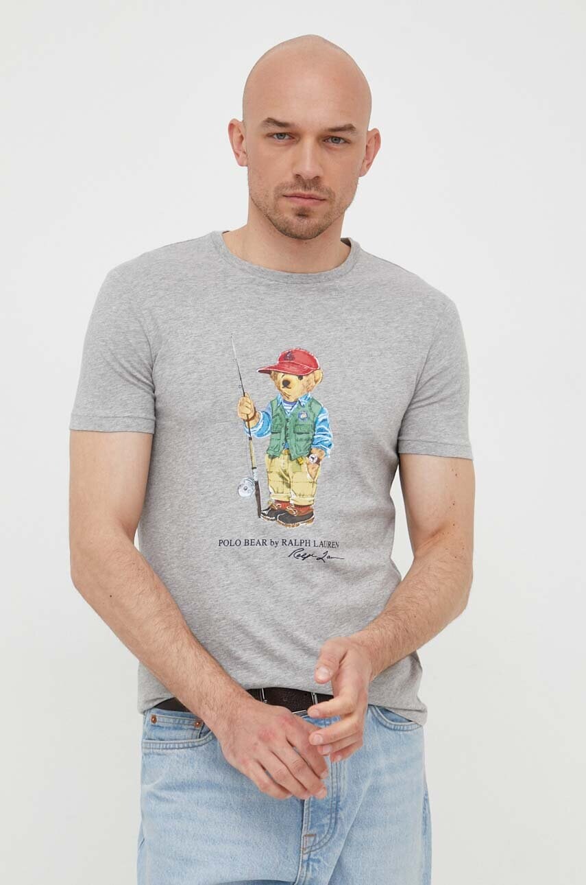 

Хлопковая футболка Polo Ralph Lauren цвет серый с принтом