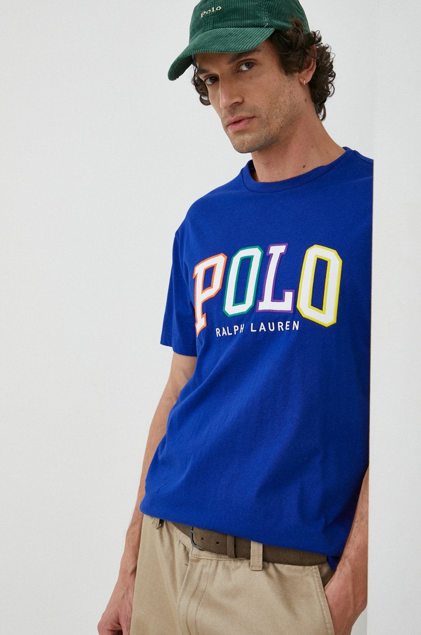 Bavlněné tričko Polo Ralph Lauren , s aplikací - modrá -  100 % Bavlna