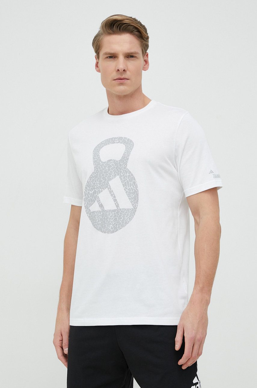E-shop Tréninkové tričko adidas Performance bílá barva, s potiskem