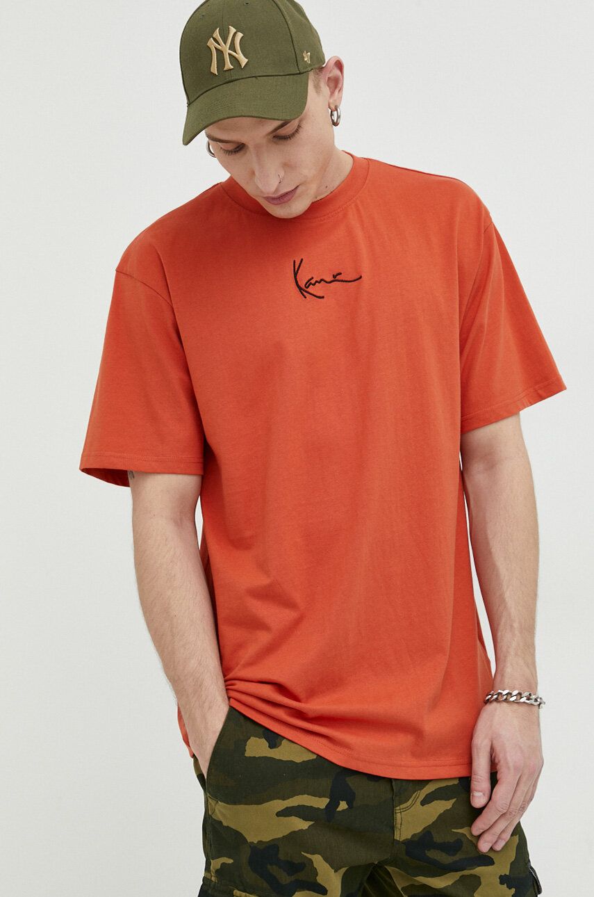 Karl Kani tricou din bumbac culoarea portocaliu, cu imprimeu