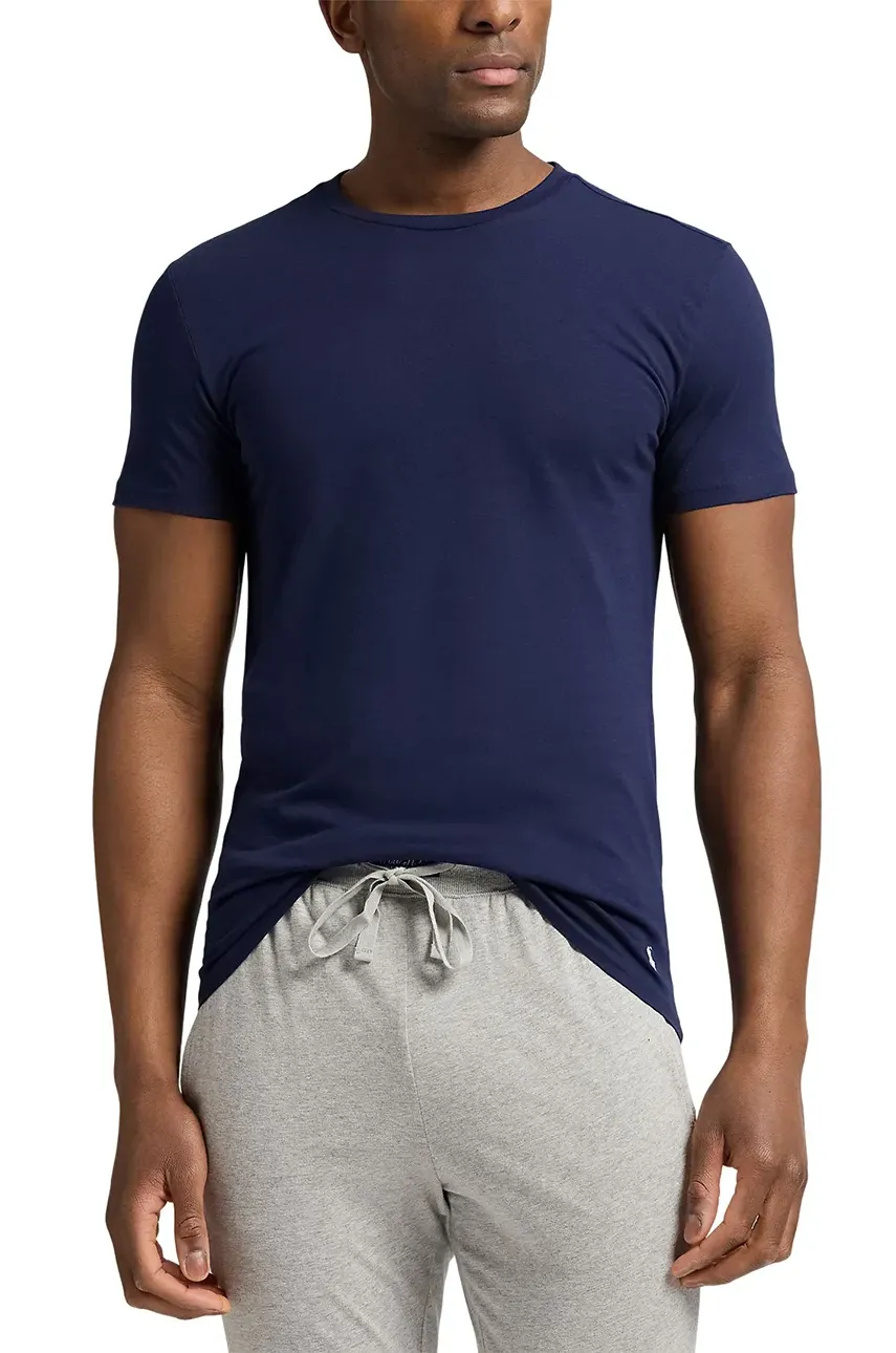 Хлопковая футболка Polo Ralph Lauren 3 шт мужская цвет синий однотонная 714830304 Хлопковая футболка Polo Ralph Lauren 3 шт мужская цвет синий однотонная 714830304