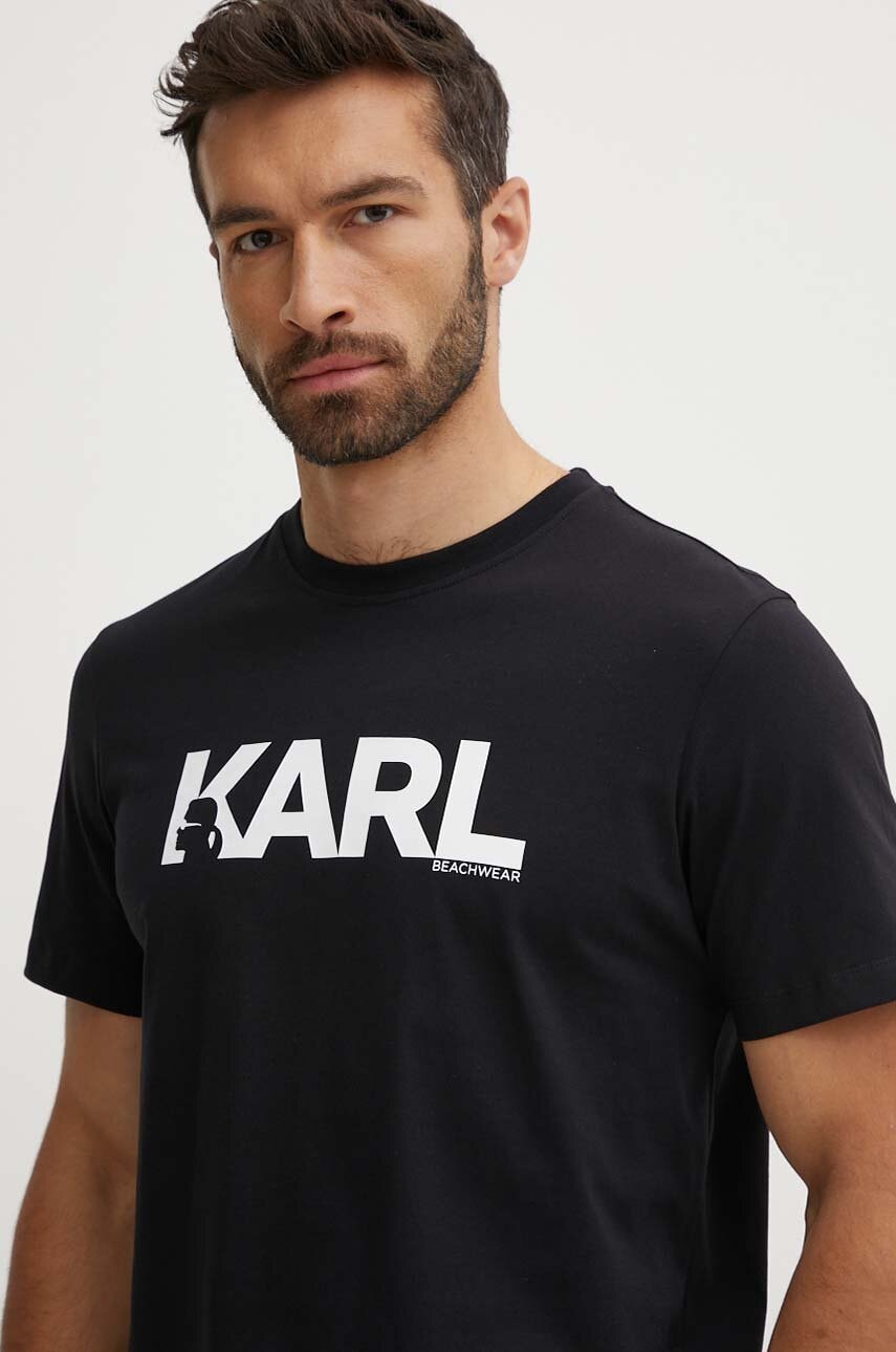 Karl Lagerfeld tricou din bumbac culoarea negru, cu imprimeu Karl Lagerfeld tricou din bumbac culoarea negru, cu imprimeu
