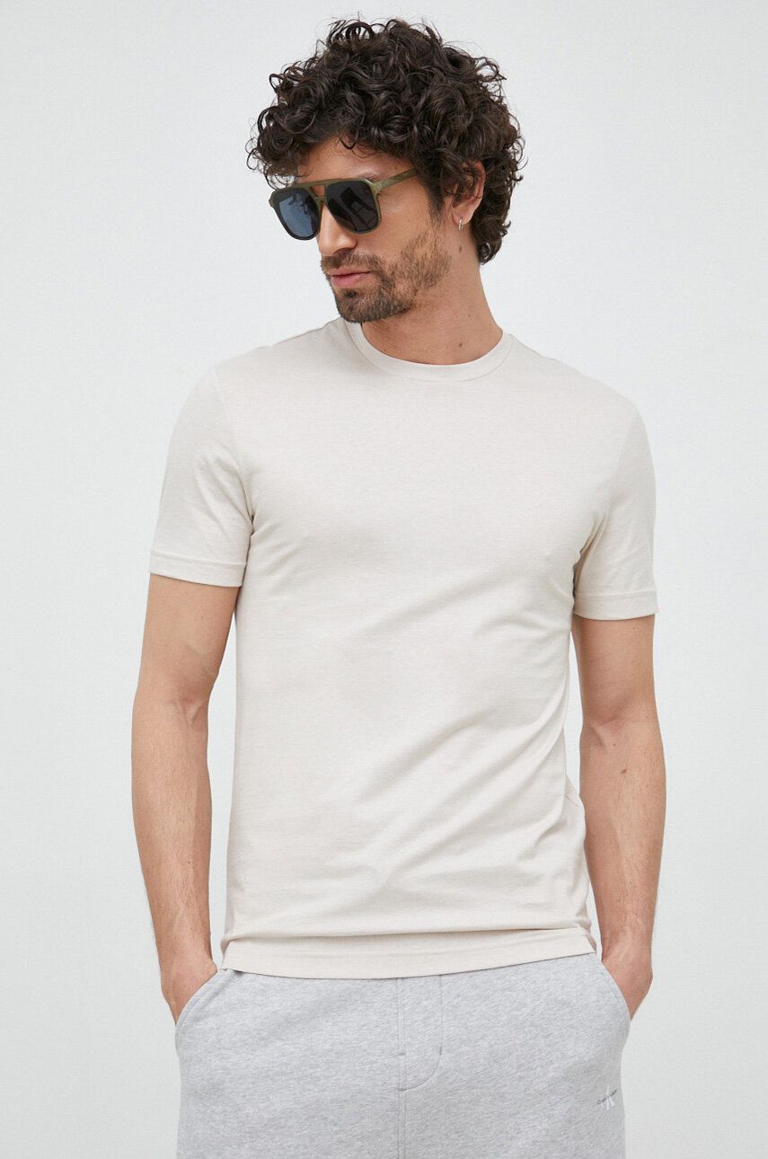 Bavlněné tričko Calvin Klein béžová barva - béžová -  100 % Bavlna