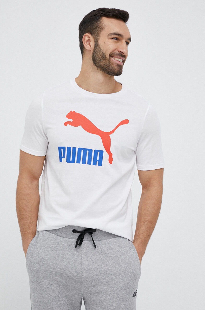 

Бавовняна футболка Puma колір білий з принтом