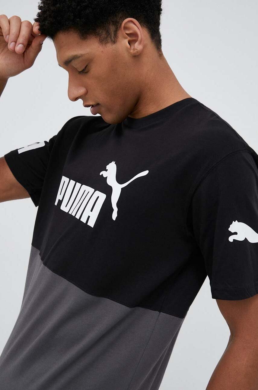 

Хлопковая футболка Puma цвет чёрный узорный