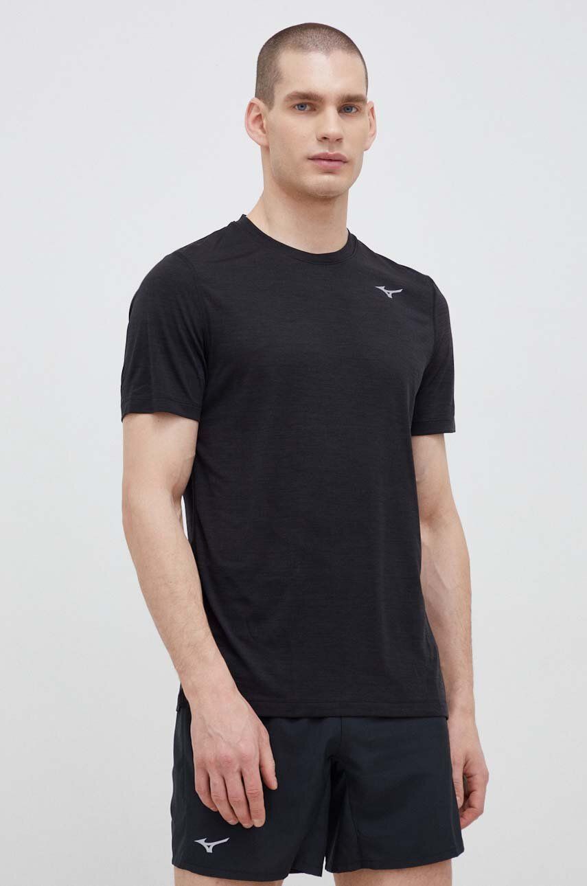 Mizuno tricou de alergare Impulse culoarea negru, neted