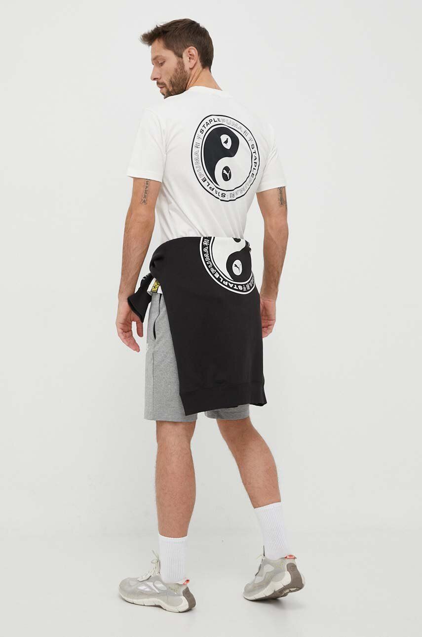 Bavlněné tričko Puma X STAPLE béžová barva, s potiskem - béžová -  Hlavní materiál: 100 % Bavln
