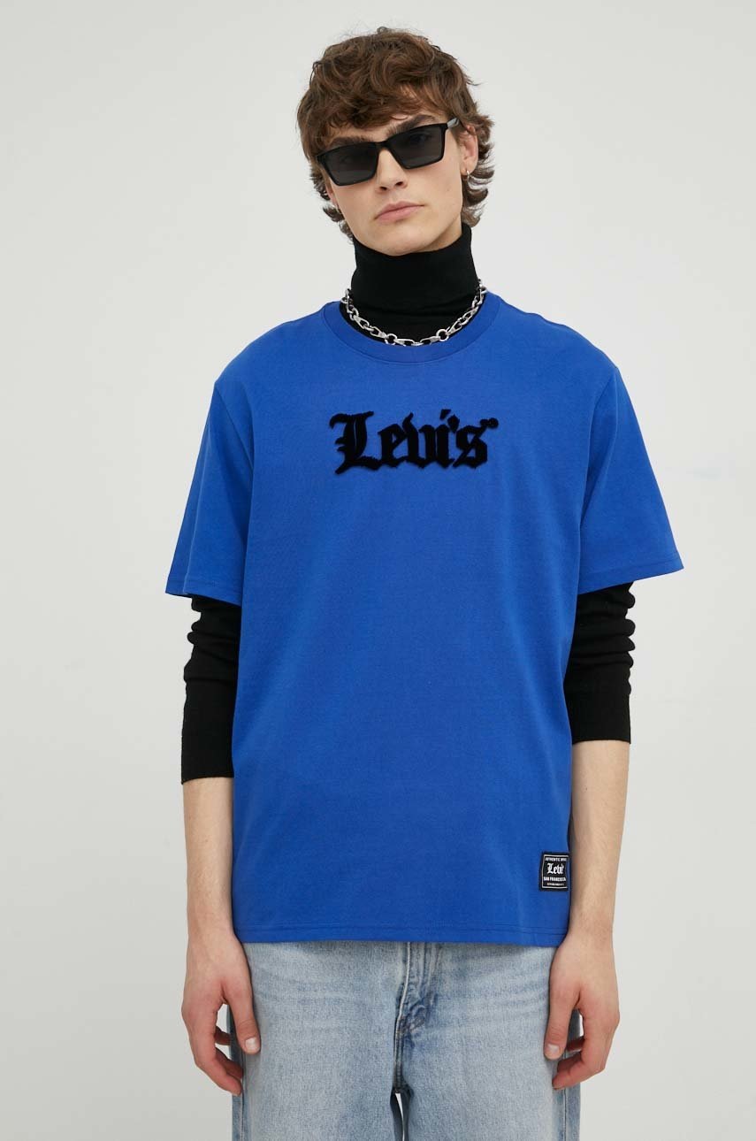 

Памучна тениска Levi's с апликация, Син