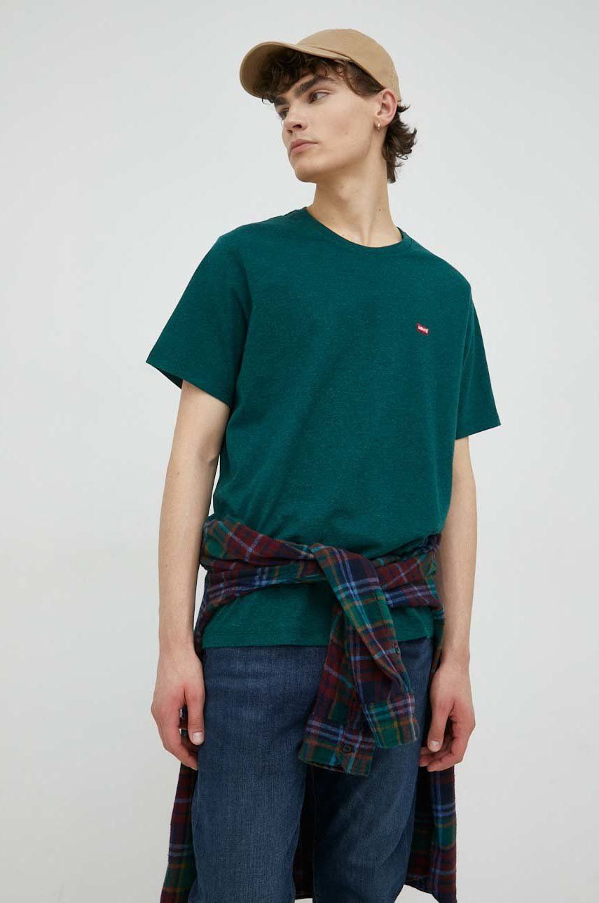 bavlněné tričko Levi′s , zelená barva - zelená -  100 % Bavlna