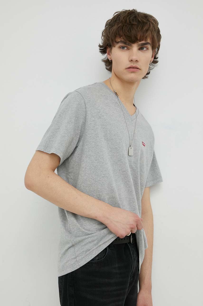 Bavlněné tričko Levi′s , šedá barva - šedá -  100 % Bavlna