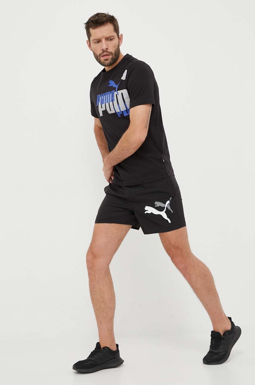 

Хлопковая футболка Puma цвет чёрный с принтом