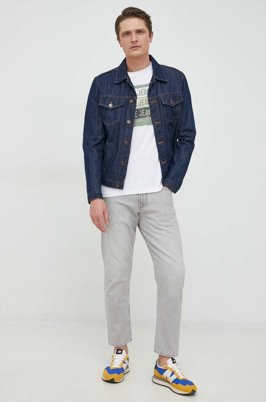 

Хлопковая футболка Pepe Jeans Acee цвет белый с принтом