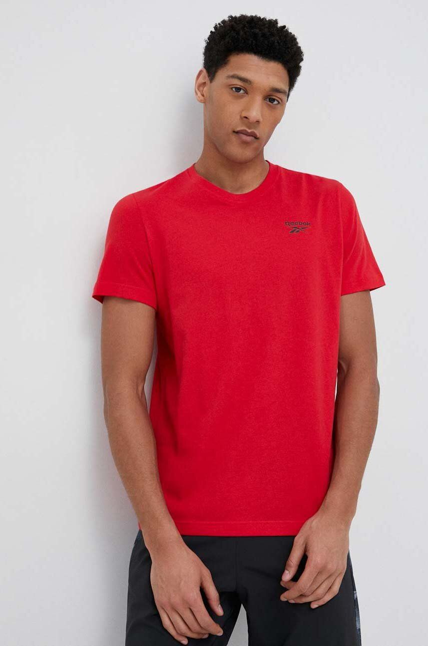 Bavlněné tričko Reebok červená barva - červená -  Hlavní materiál: 100 % Bavlna Stahovák: 