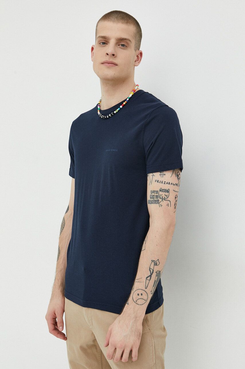 Tričko Abercrombie & Fitch 3-pack tmavomodrá barva - námořnická modř -  60 % Bavlna