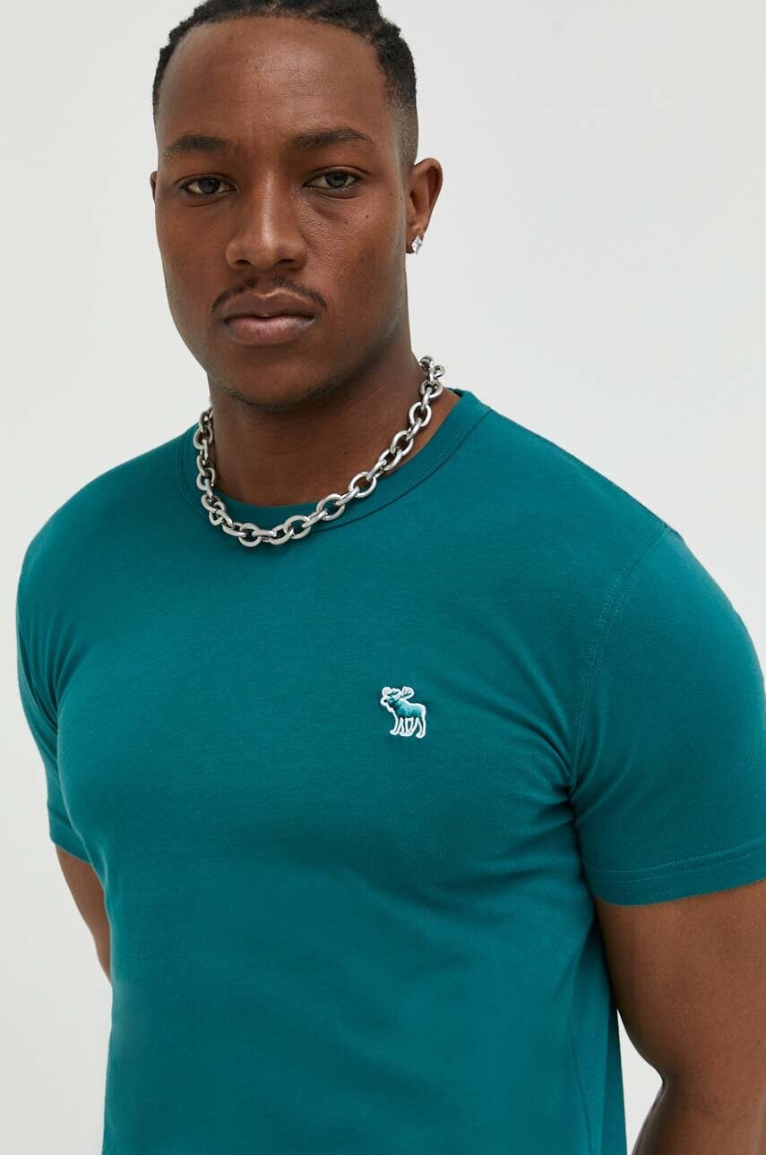 

Тениска Abercrombie & Fitch в зелено с изчистен дизайн, Зелен