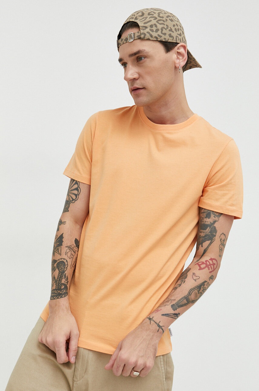 

Хлопковая футболка Jack & Jones JJEORGANIC цвет оранжевый однотонная 12156101