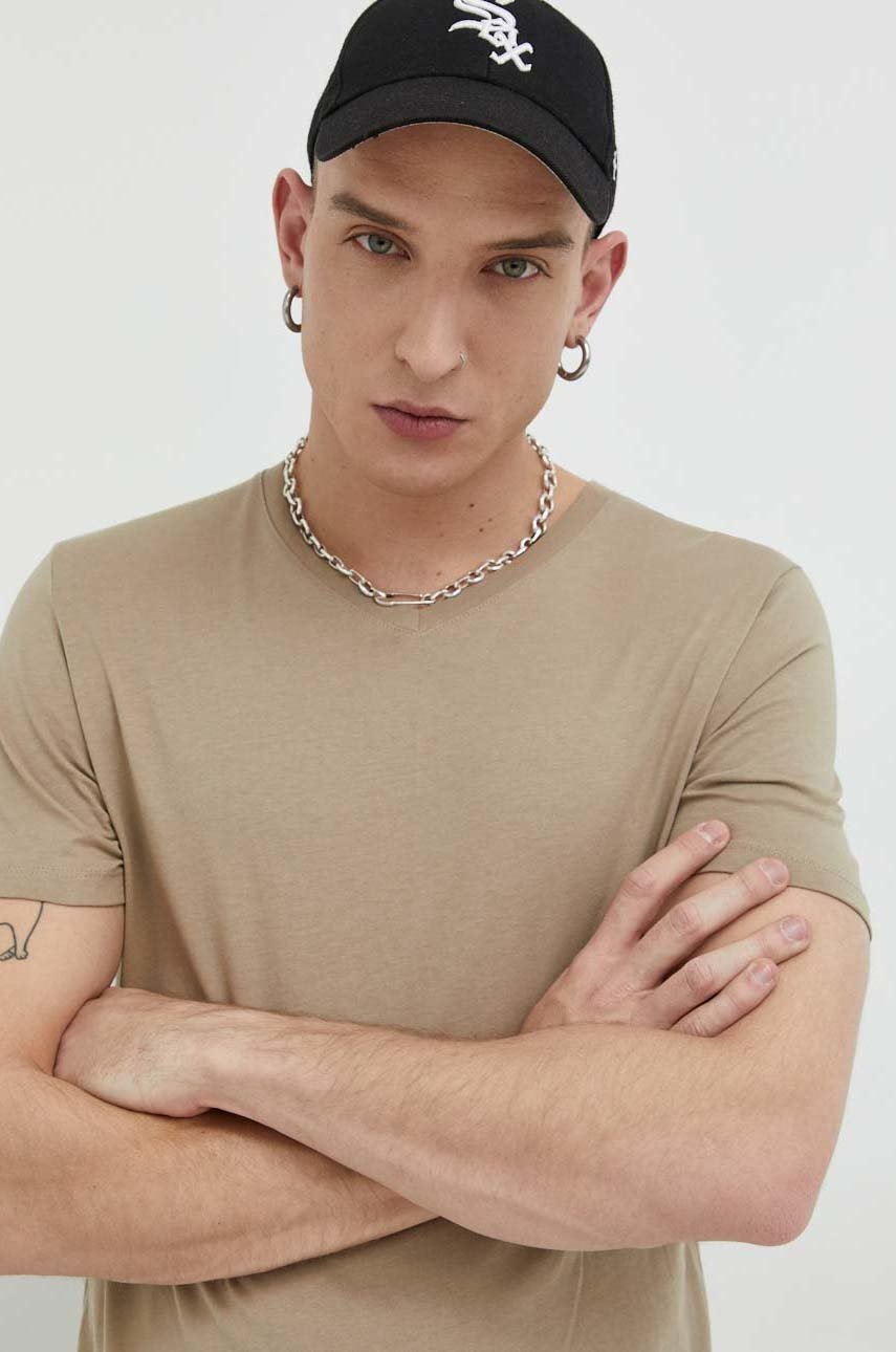 

Бавовняна футболка Jack & Jones JJEORGANIC колір бежевий однотонна 12156102