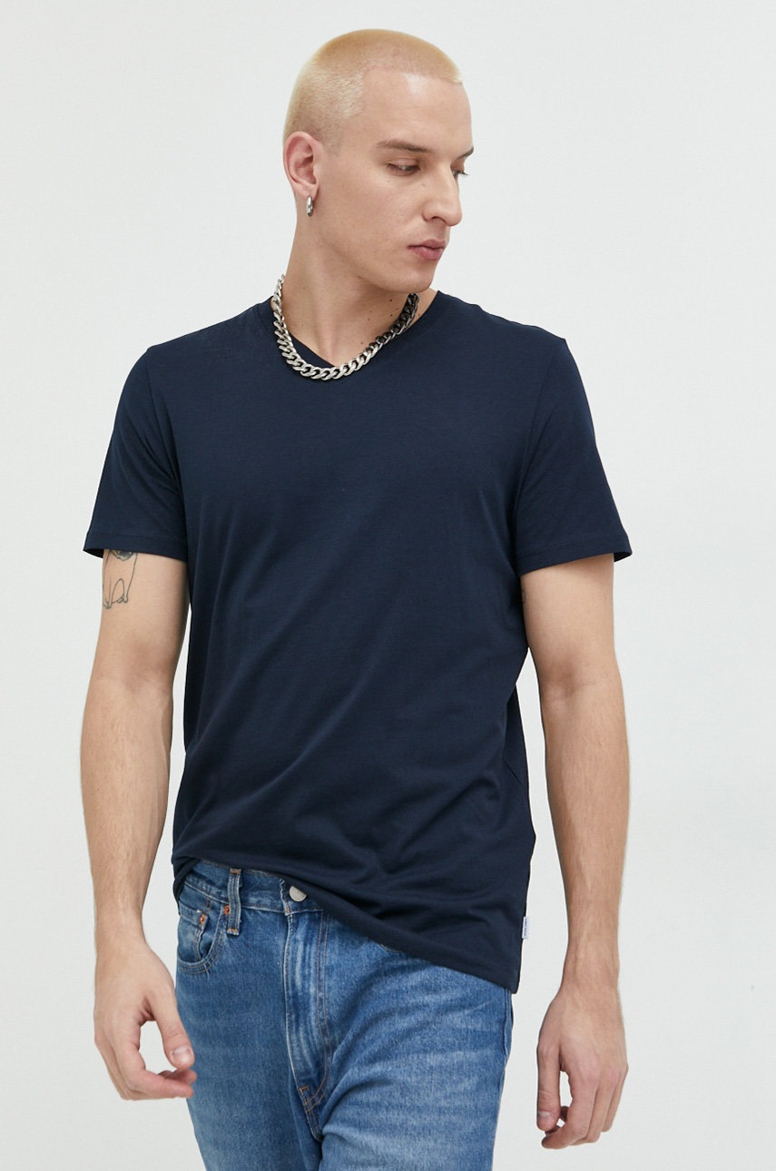 

Хлопковая футболка Jack & Jones JJEORGANIC цвет синий однотонная 12156102