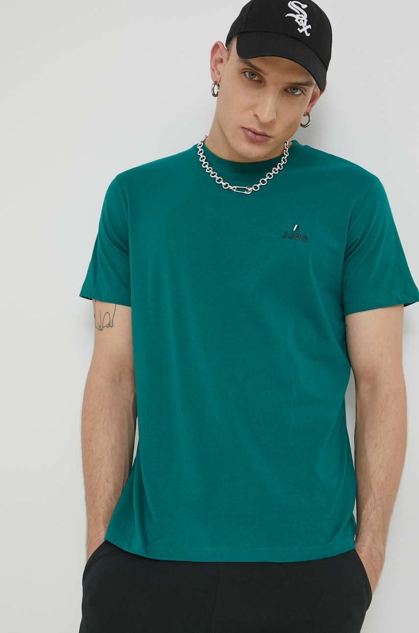 

Бавовняна футболка Jack & Jones JJEJOE колір зелений однотонна 12221199