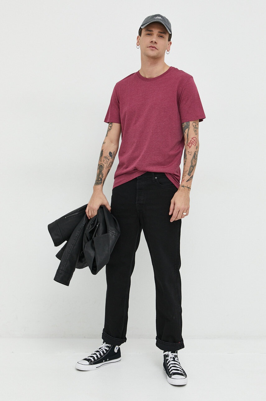 

Футболка Jack & Jones JJEORGANIC мужская цвет бордовый однотонная