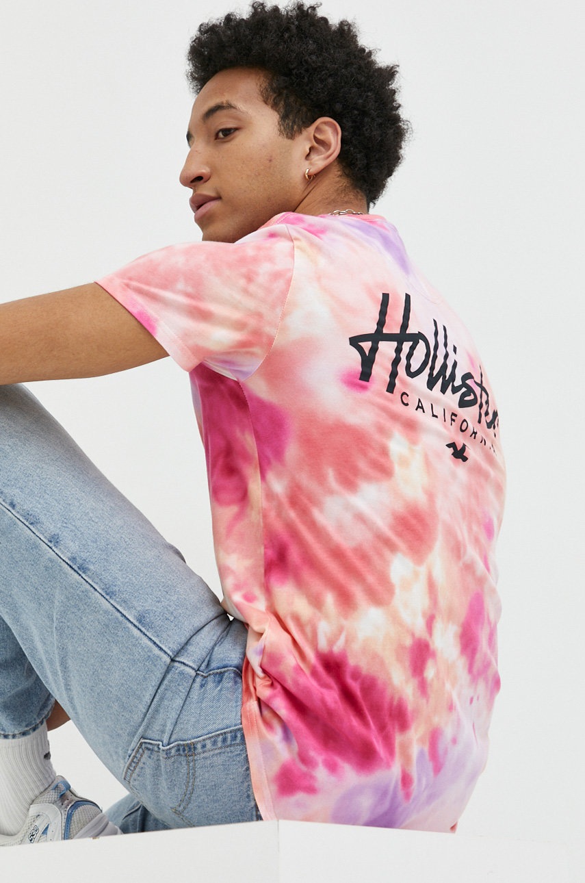 

Памучна тениска Hollister Co. с десен, Многоцветен