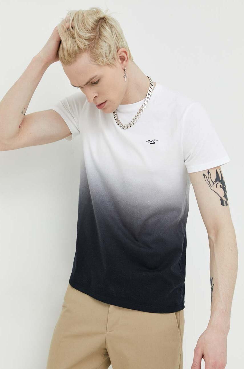 

Памучна тениска Hollister Co. в бяло с принт, Бял