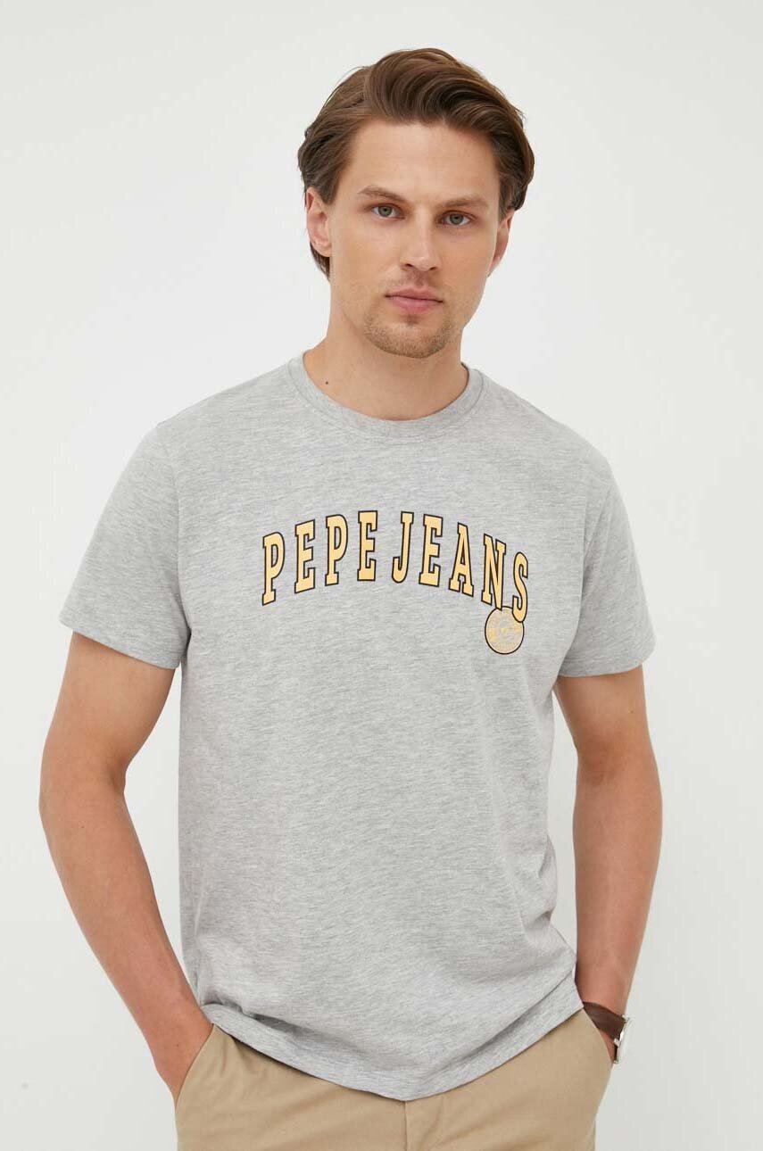 

Тениска Pepe Jeans в сиво с принт, Сив