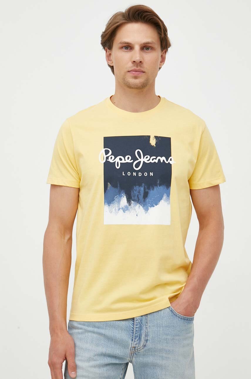 

Бавовняна футболка Pepe Jeans колір жовтий з принтом