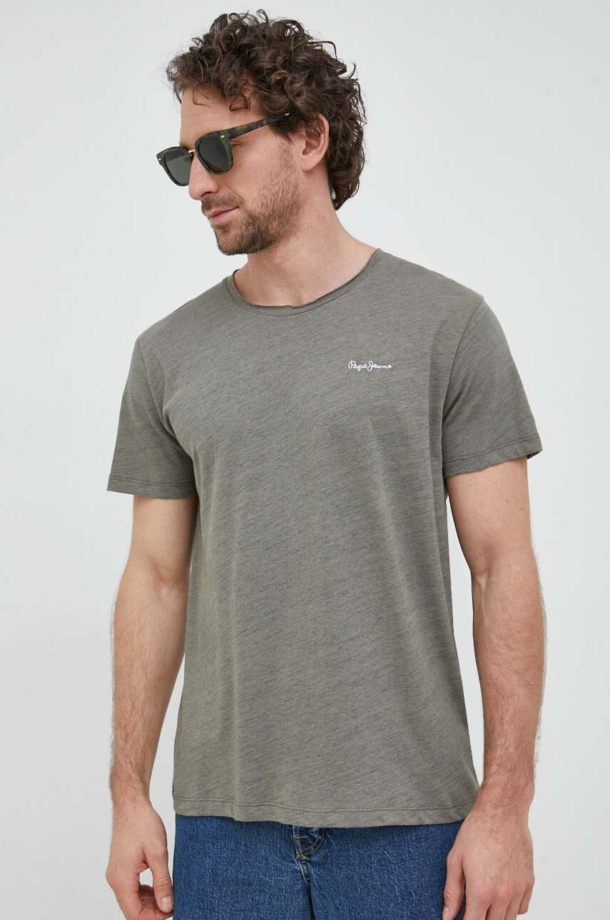 

Тениска Pepe Jeans Carter в зелено меланж на, Зелен
