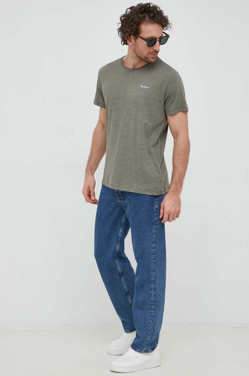 

Футболка Pepe Jeans Carter чоловіча колір зелений меланж