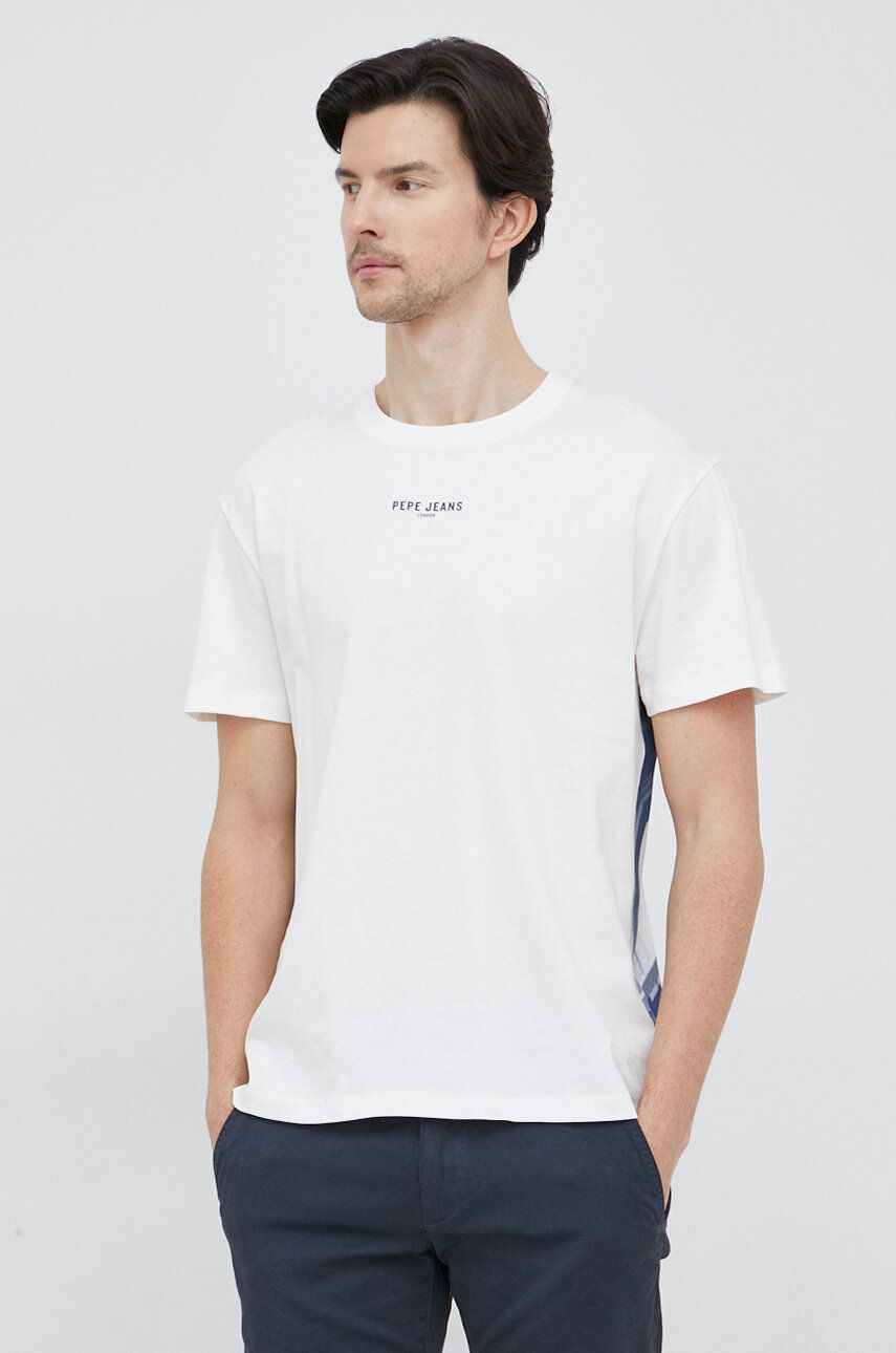 Pepe Jeans tricou din bumbac culoarea alb, modelator