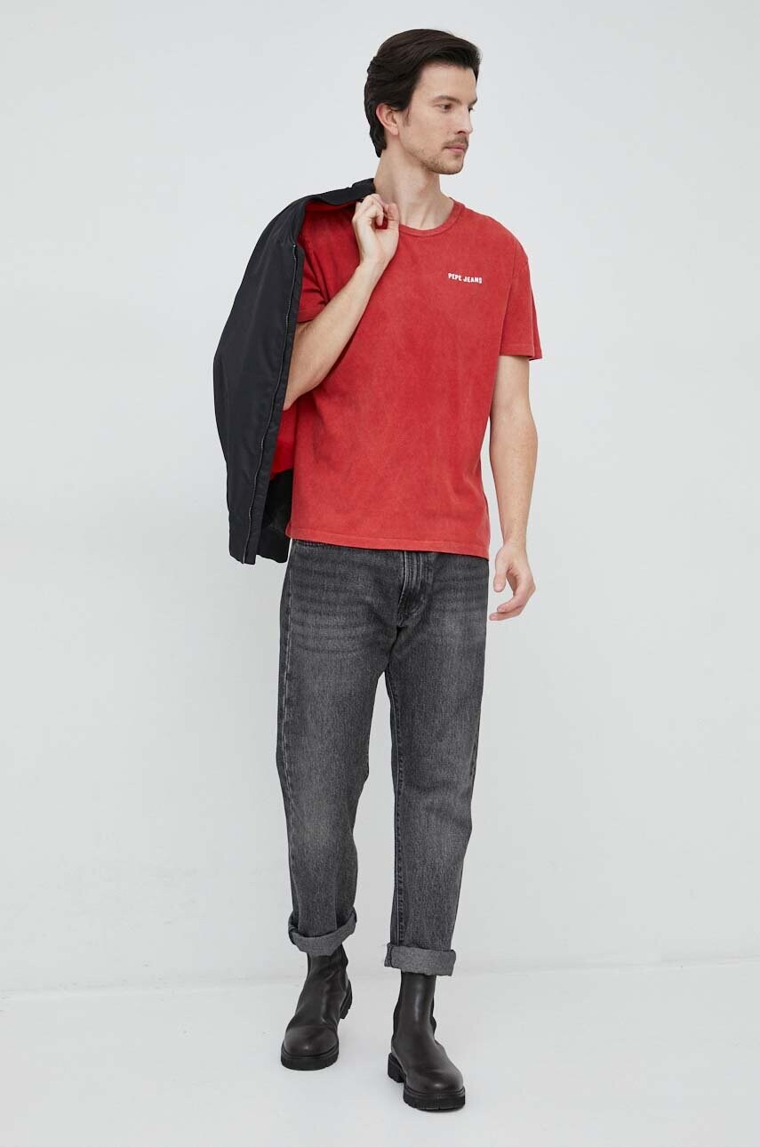 

Бавовняна футболка Pepe Jeans Rakee колір червоний однотонна