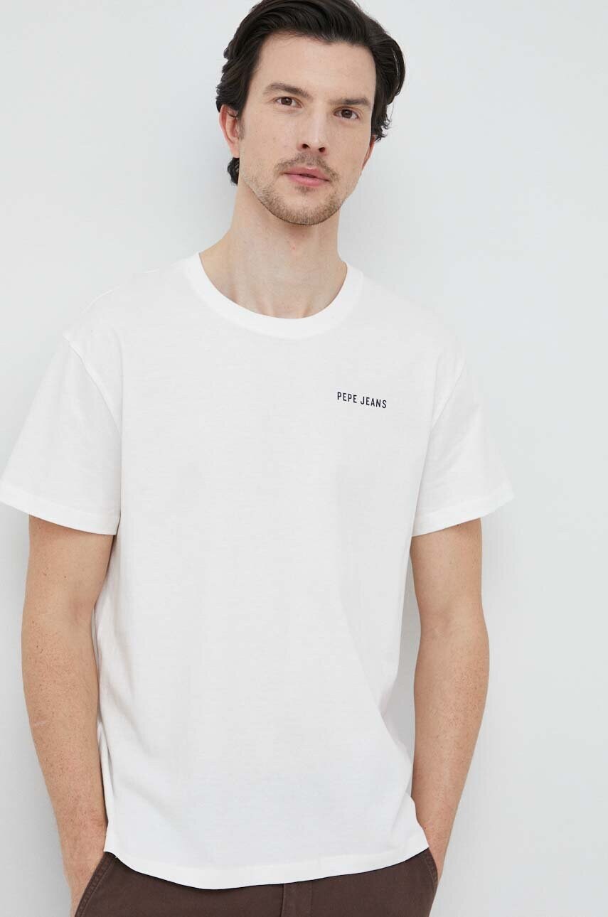 

Хлопковая футболка Pepe Jeans Rakee цвет белый однотонная