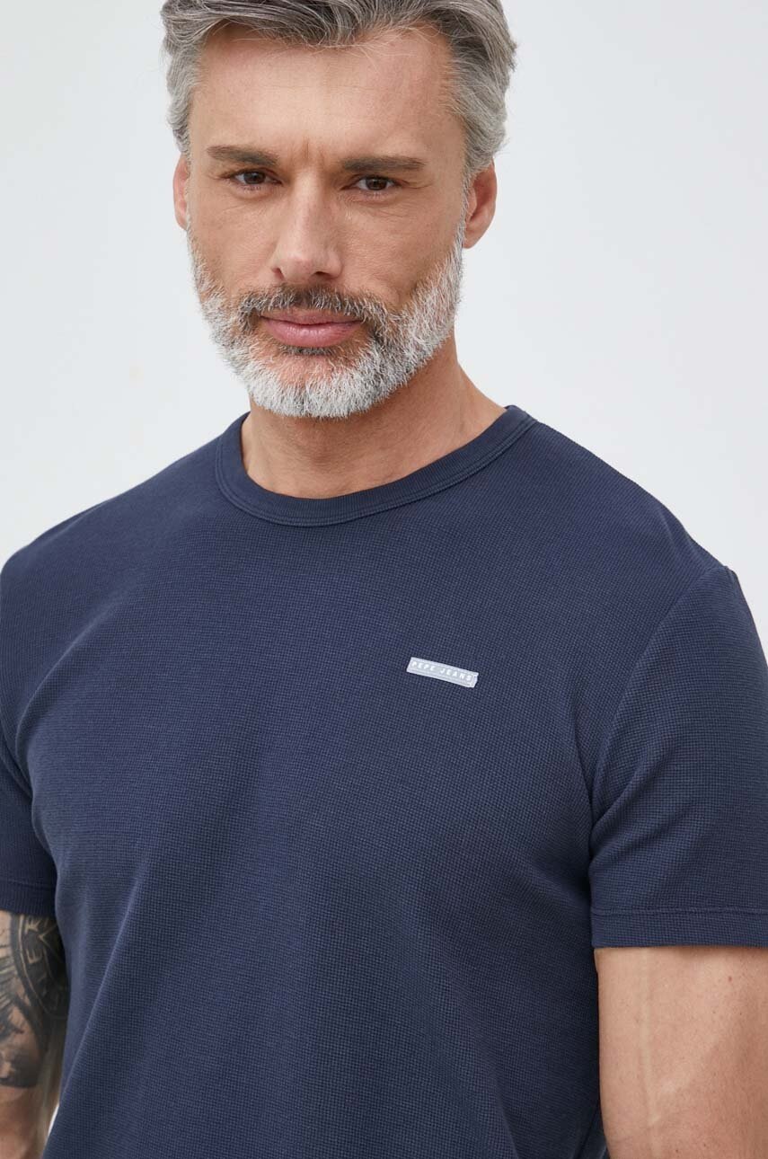 

Хлопковая футболка Pepe Jeans Relford цвет синий однотонная