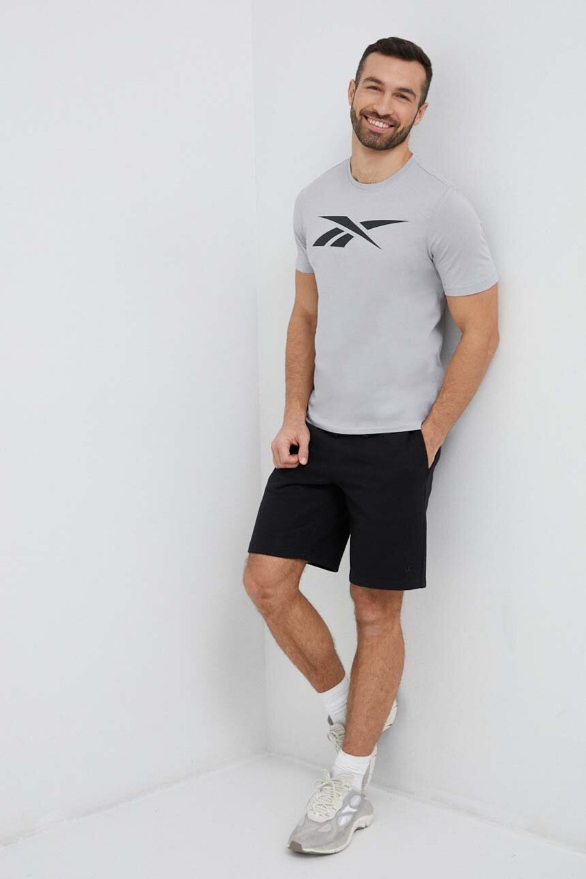 

Футболка Reebok Graphic Series Vector чоловіча колір сірий з принтом