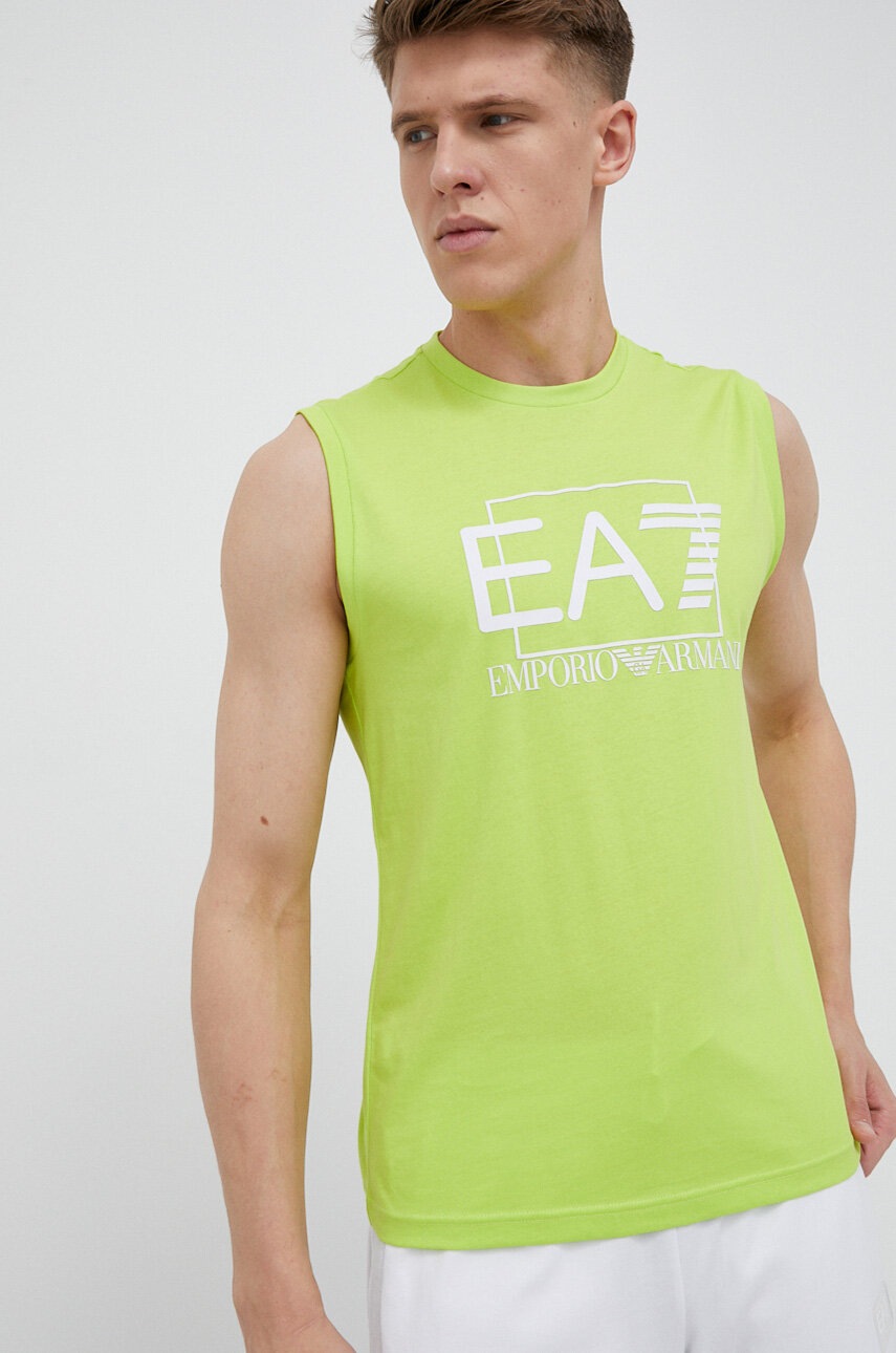

Хлопковая футболка EA7 Emporio Armani цвет зелёный